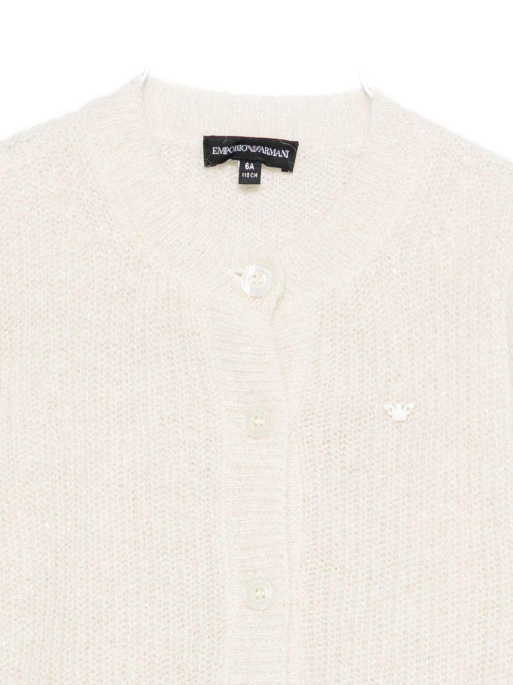 Maglione per bambina Emporio Armani Kids beige con dettaglio logo - Rubino Kids