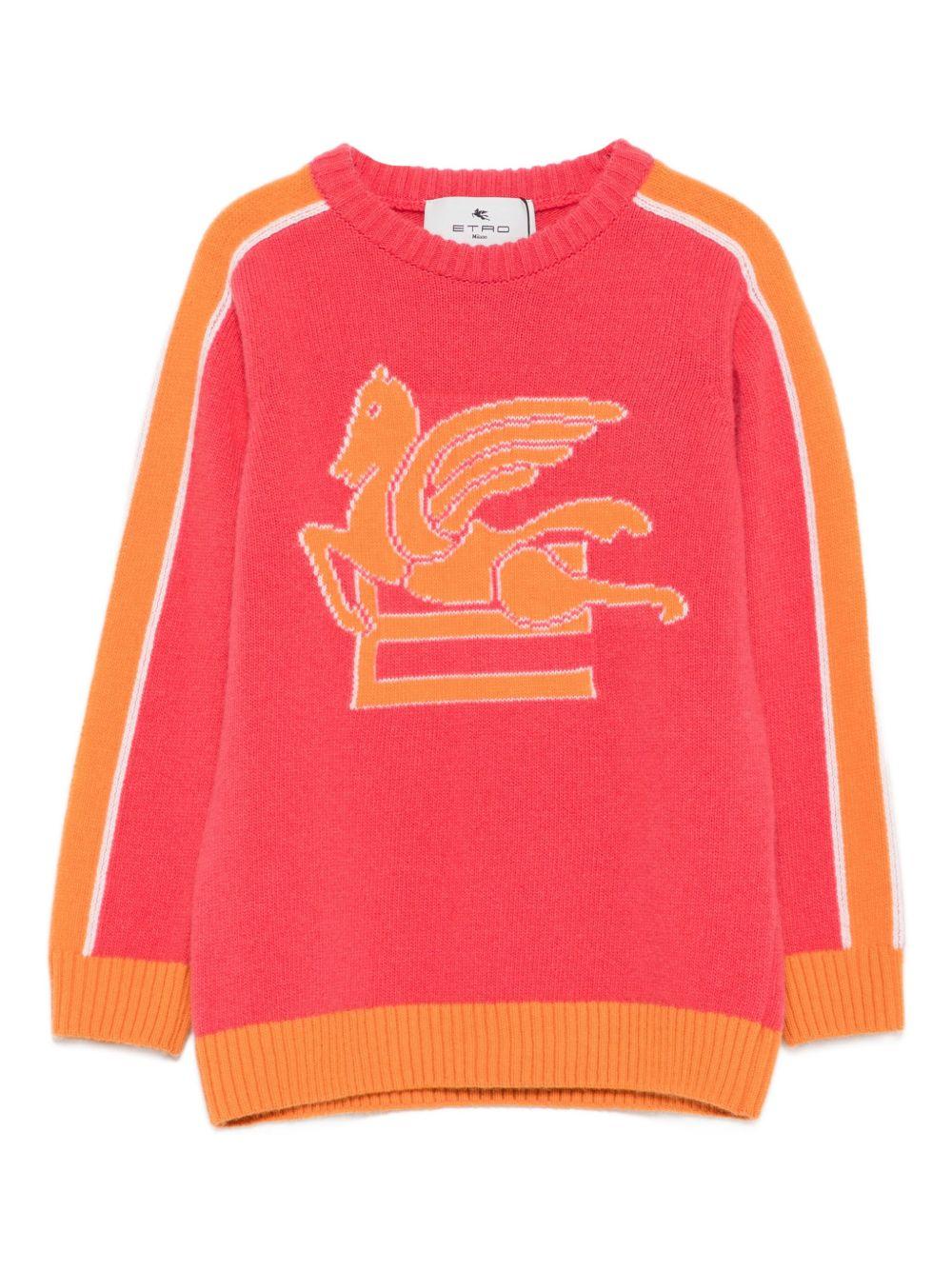 Maglione per bambina ETRO KIDS fucsia con motivo Pegaso - Rubino Kids