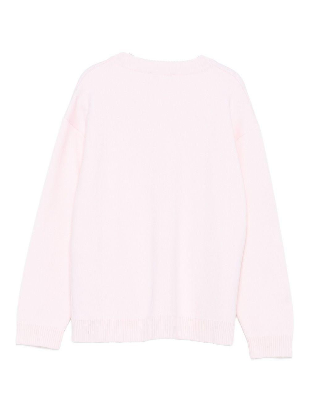 Maglione per bambina Fendi Kids rosa in lana con logo - Rubino Kids