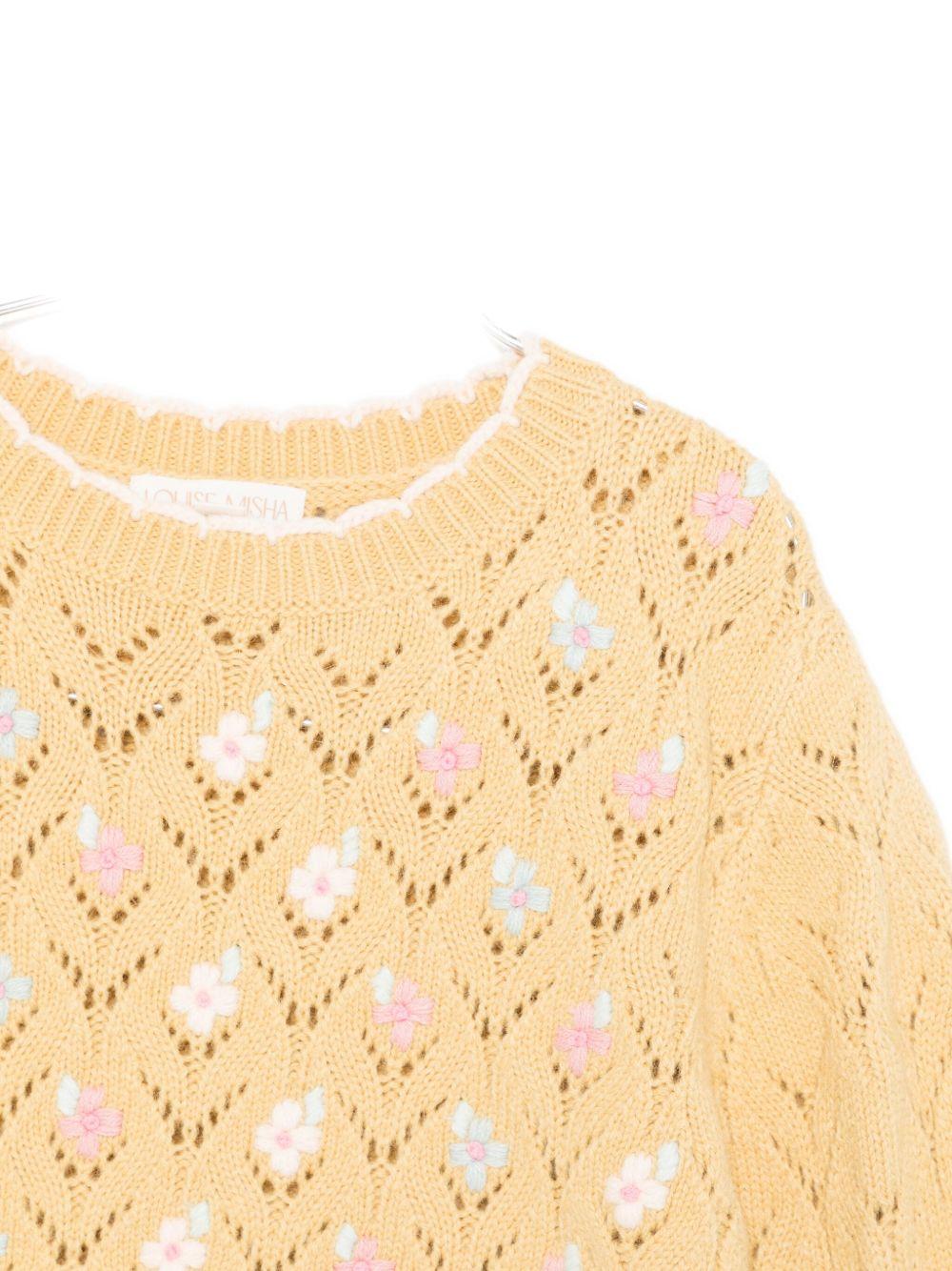 Maglione per bambina Louise Misha giallo con ricamo floreale - Rubino Kids