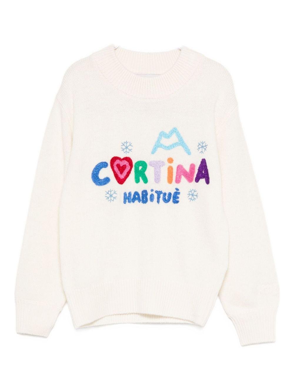 Maglione per bambina MC2 Saint Barth Kids bianco con stampa grafica - Rubino Kids