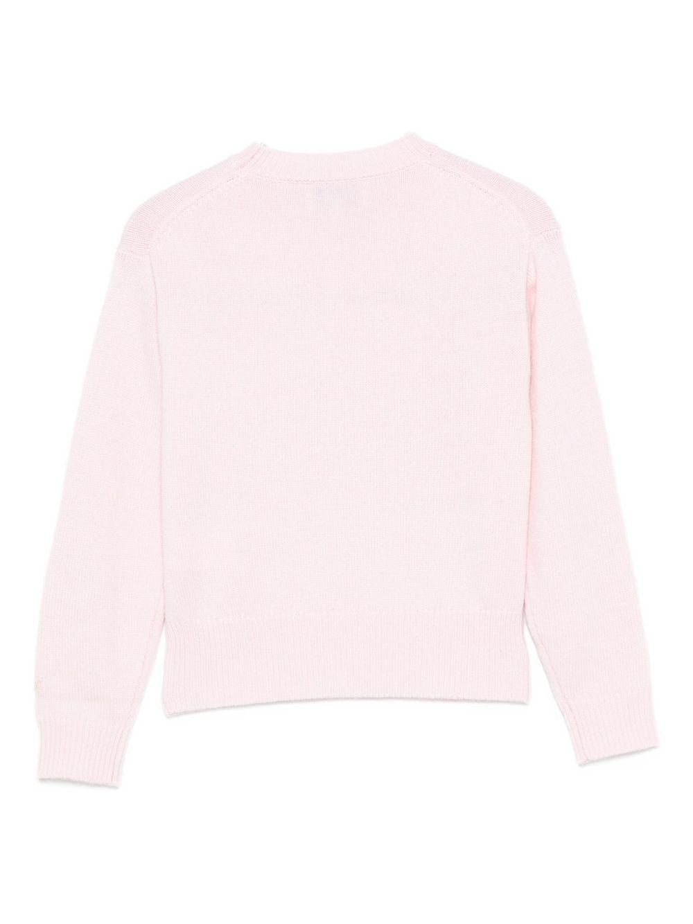 Maglione per bambina MC2 Saint Barth Kids rosa con scritta ricamata "Sono alla Frutta" - Rubino Kids