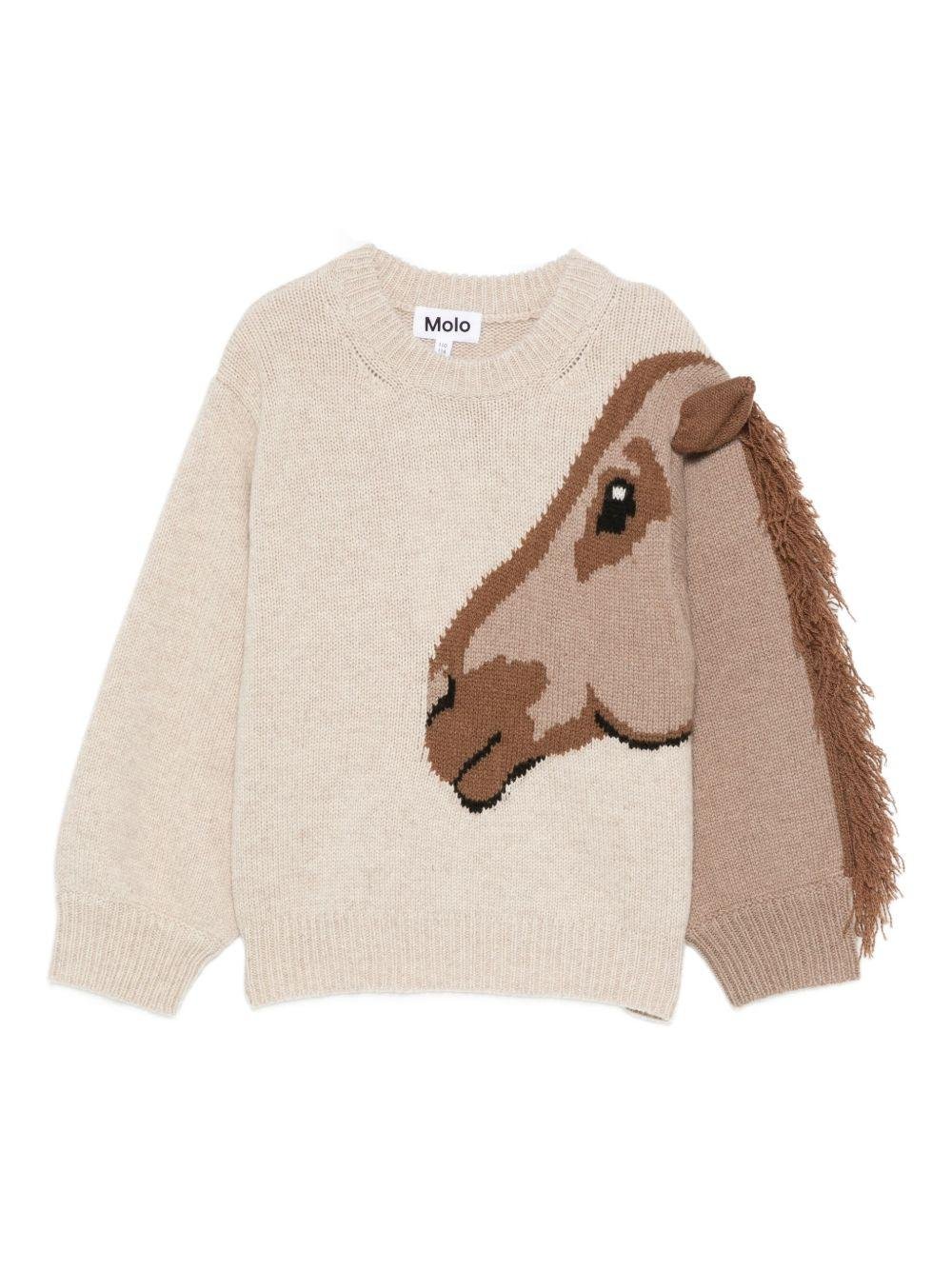 Maglione per bambina Molo beige con frange a testa di cavallo - Rubino Kids