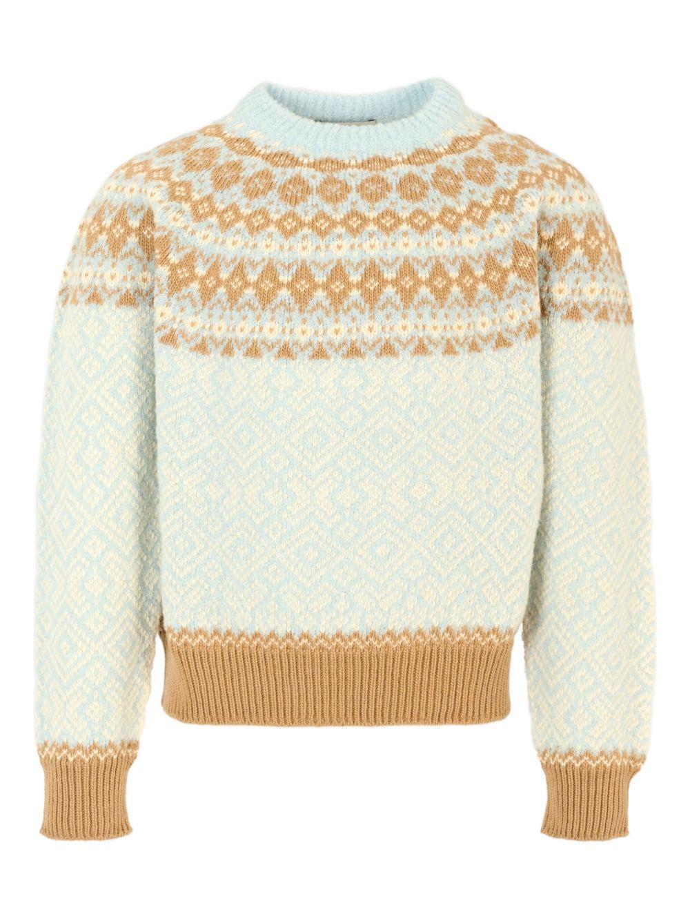 Maglione per bambina Moncler Enfant azzurro con motivo Fair Isle - Rubino Kids