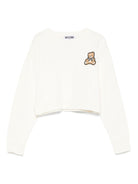 Maglione per bambina Moschino Kids bianco con applicazione Teddy Bear - Rubino Kids
