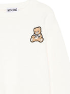 Maglione per bambina Moschino Kids bianco con applicazione Teddy Bear - Rubino Kids