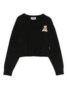 Maglione per bambina Moschino Kids nero con applicazione Teddy - Rubino Kids