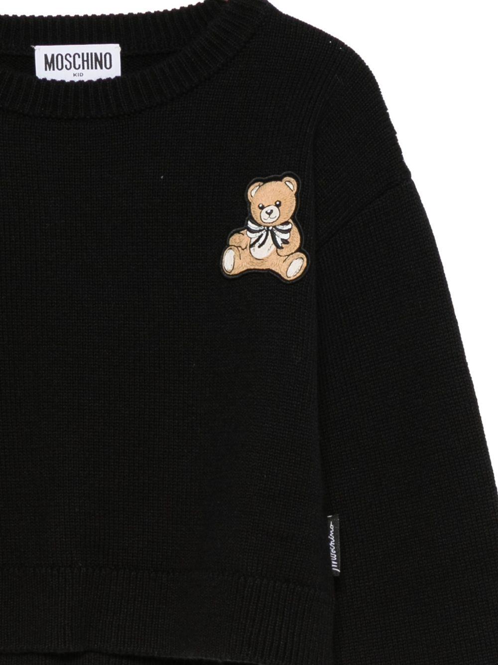 Maglione per bambina Moschino Kids nero con applicazione Teddy - Rubino Kids