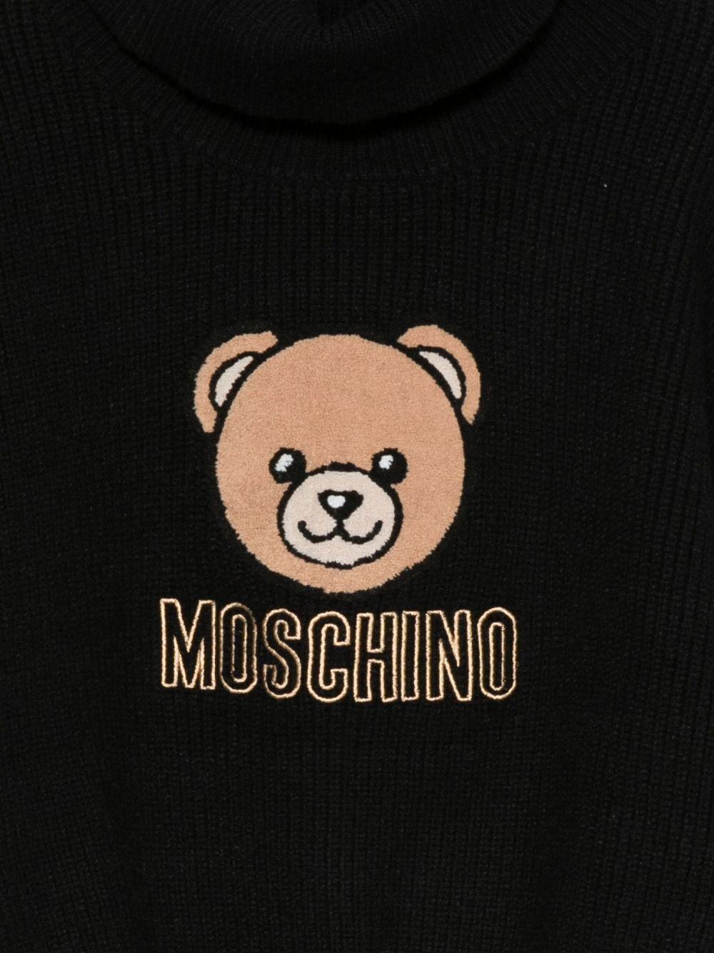 Maglione per bambina Moschino Kids nero con ricamo con motivo orsetto - Rubino Kids