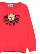 Maglione per bambina Moschino Kids rosso con ricamo Teddy Bear - Rubino Kids