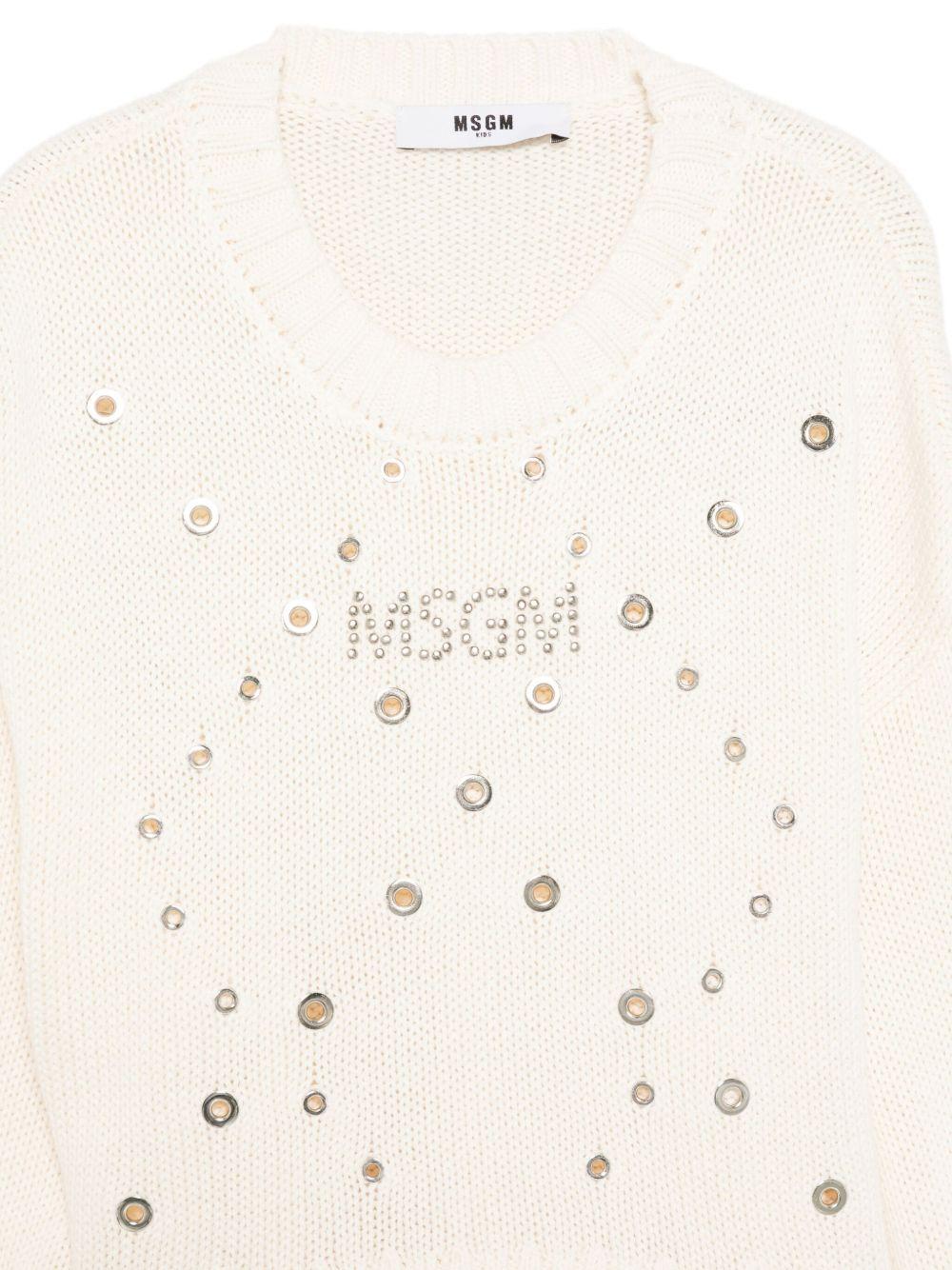 Maglione per bambina MSGM Kids bianco con occhielli - Rubino Kids