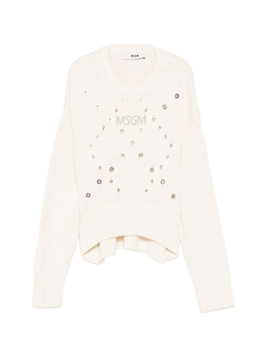 Maglione per bambina MSGM Kids bianco con occhielli