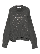 Maglione per bambina MSGM Kids grigio con decorazione occhielli - Rubino Kids