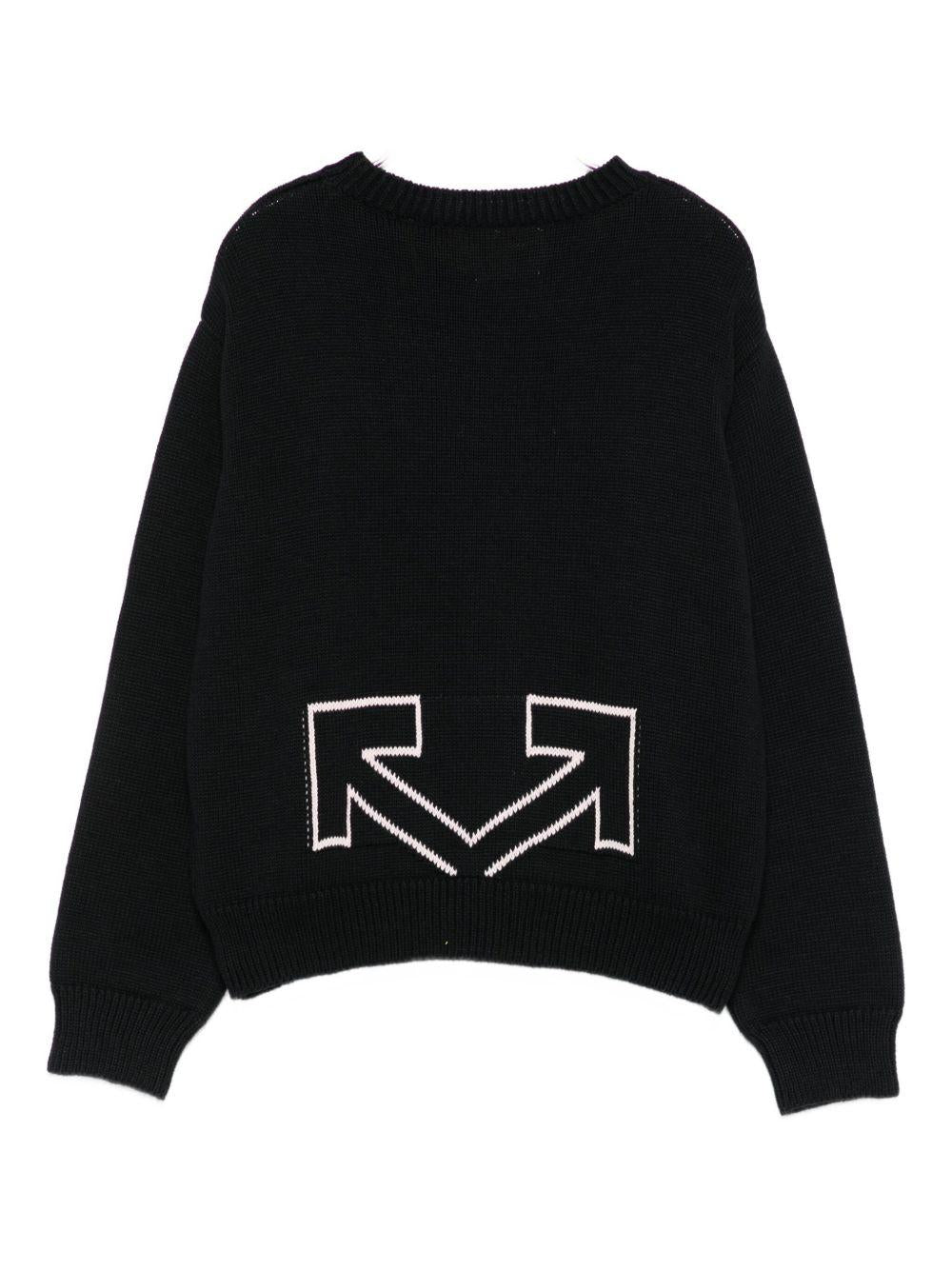 Maglione per bambina Off - White Kids nero con dettaglio logo - Rubino Kids