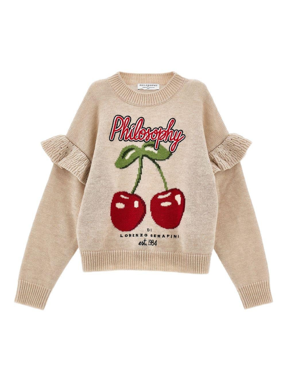 Maglione per bambina Philosophy Di Lorenzo Serafini Kids beige con ruches - Rubino Kids