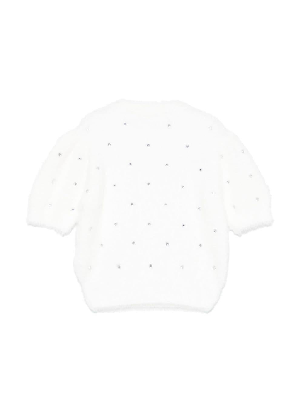 Maglione per bambina Philosophy Di Lorenzo Serafini Kids bianco con decorazione con strass - Rubino Kids