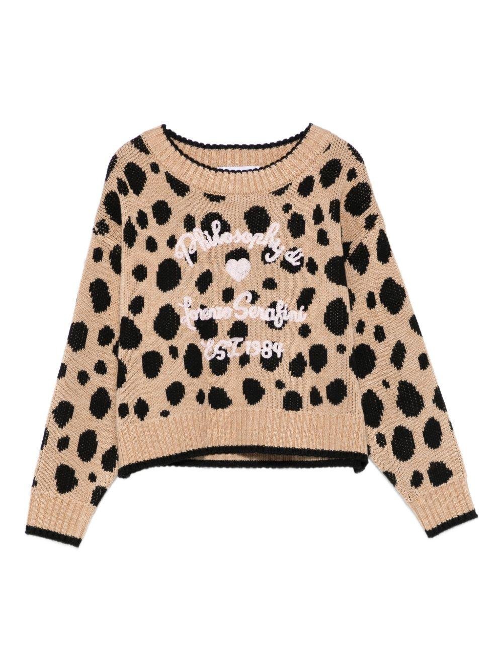 Maglione per bambina Philosophy Di Lorenzo Serafini Kids marrone con pois - Rubino Kids