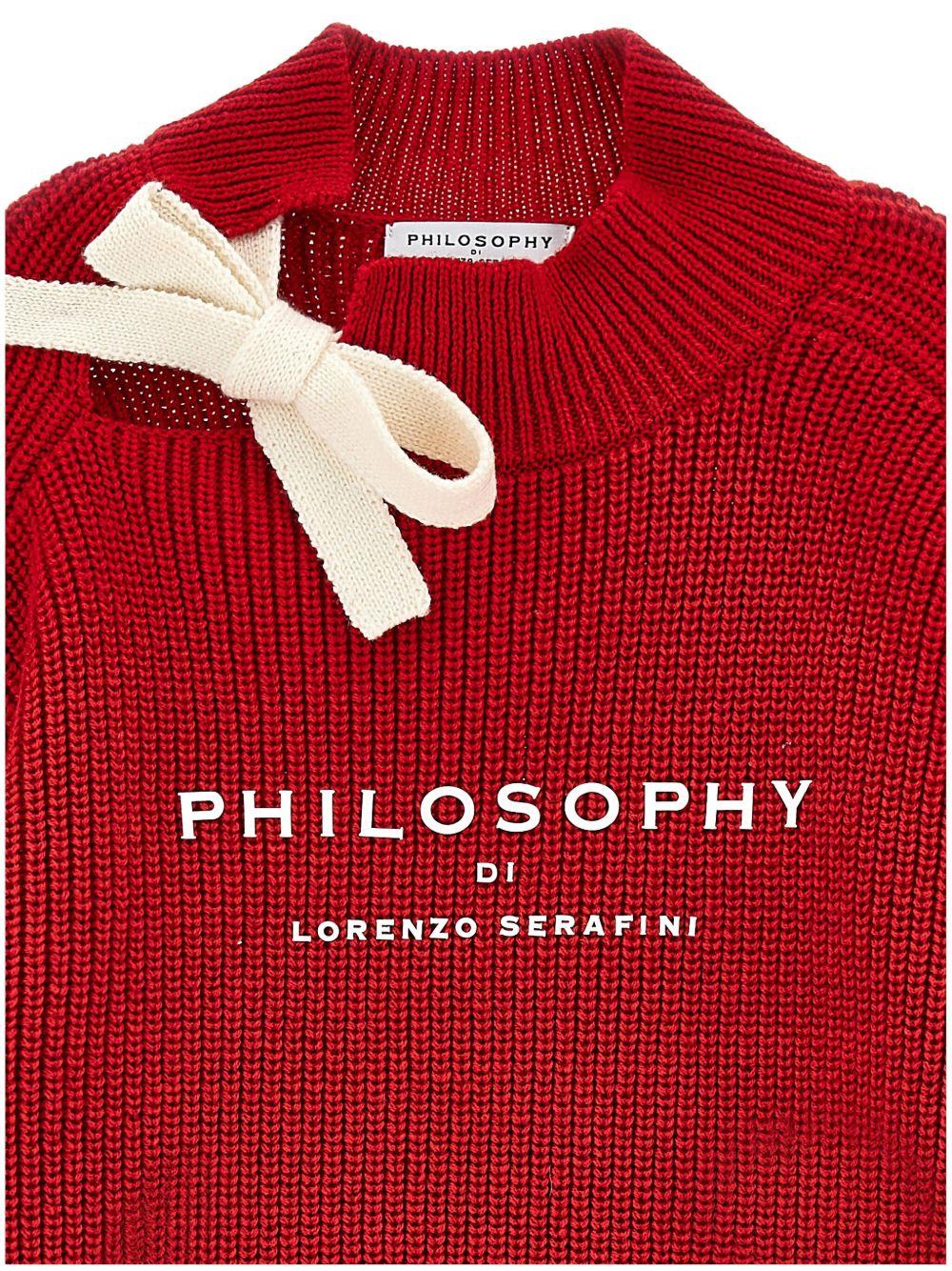Maglione per bambina Philosophy Di Lorenzo Serafini Kids rosso con ruches - Rubino Kids
