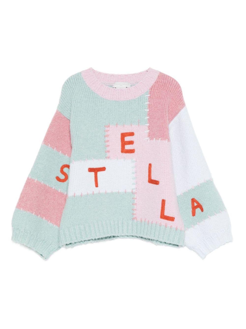 Maglione per bambina Stella McCartney Kids multicolor con design patchwork - Rubino Kids