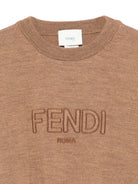 Maglione per bambini Fendi Kids marrone con logo ricamato - Rubino Kids