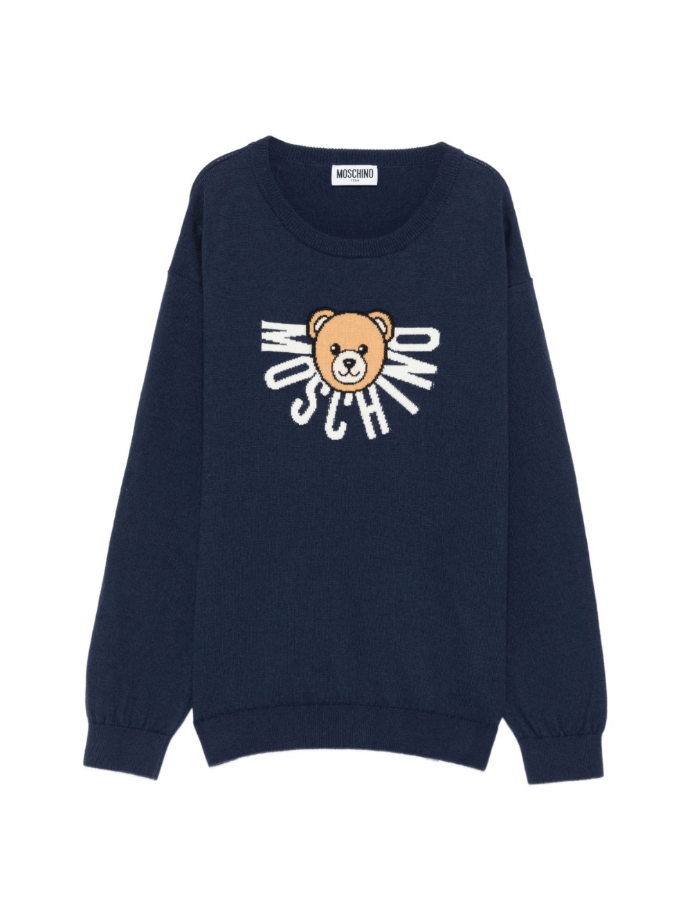 Maglione per bambini Moschino Kids blu con motivo Teddy Bear - Rubino Kids