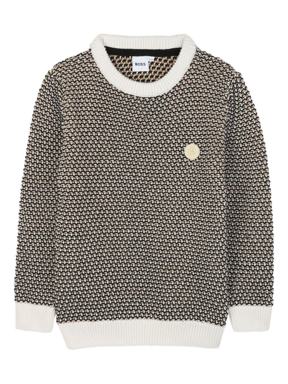 Maglione per bambino Boss Kids bianco con logo ricamato - Rubino Kids