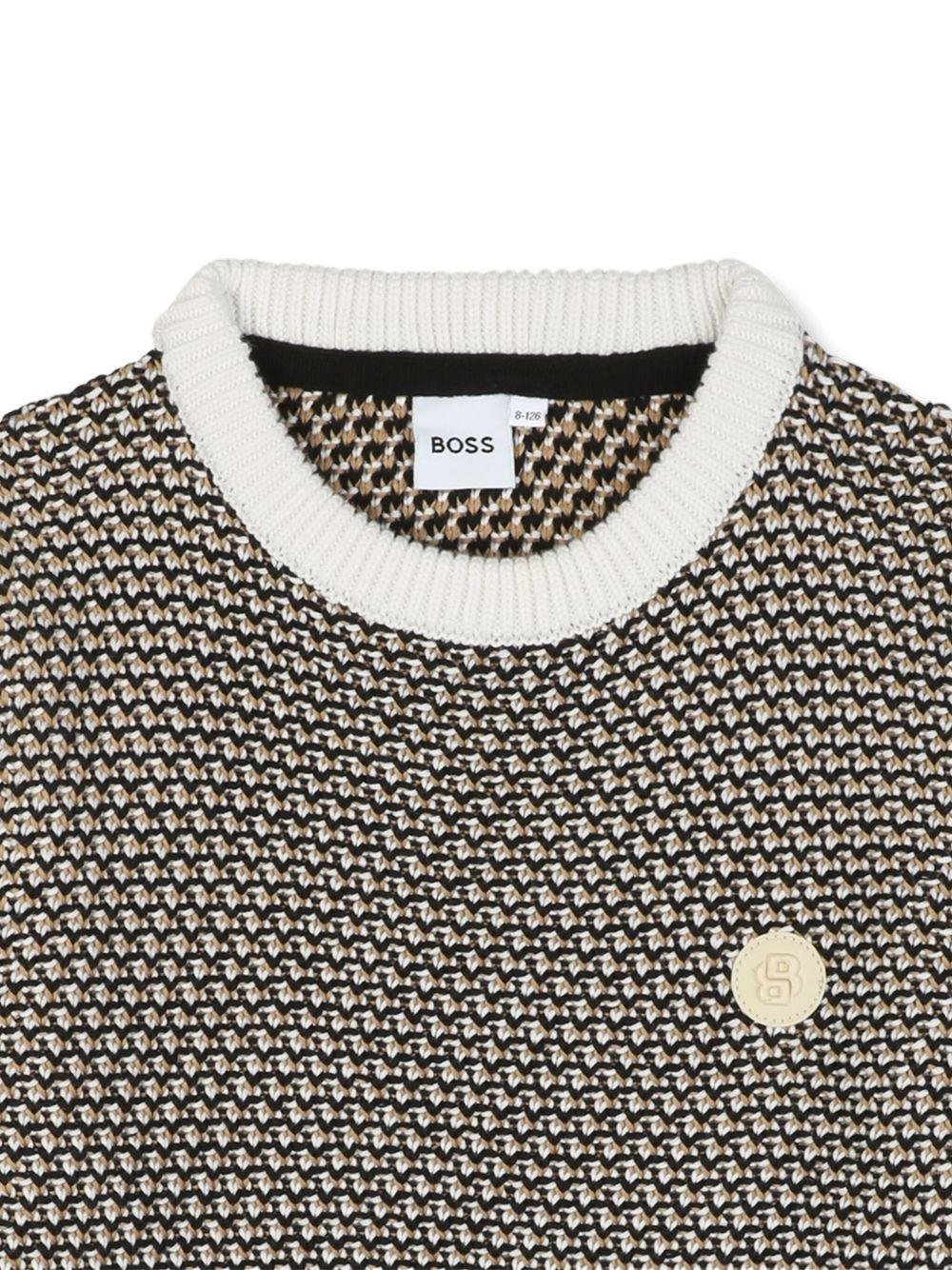 Maglione per bambino Boss Kids bianco con logo ricamato - Rubino Kids