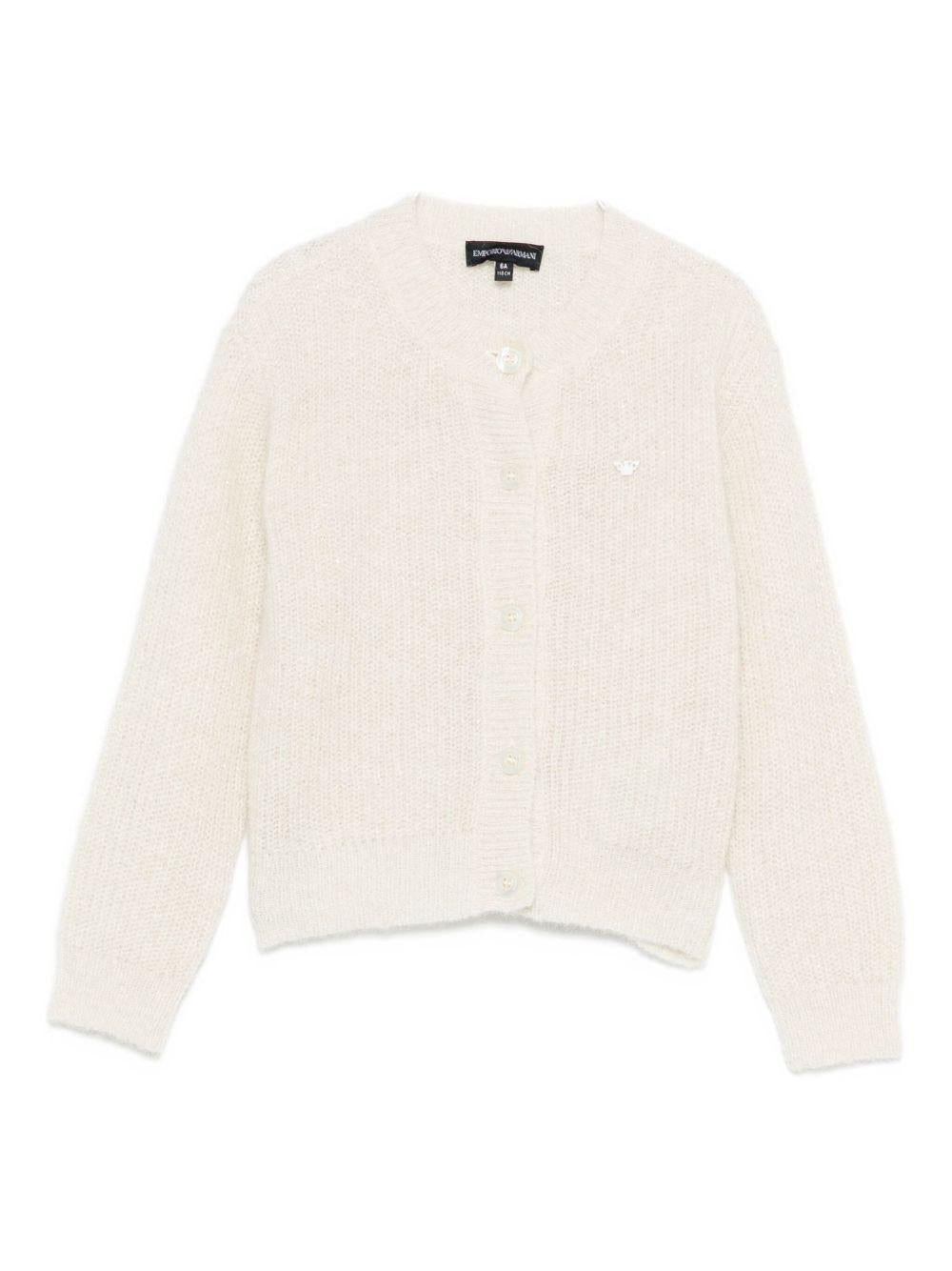 Maglione per bambino Emporio Armani Kids beige con dettaglio logo - Rubino Kids