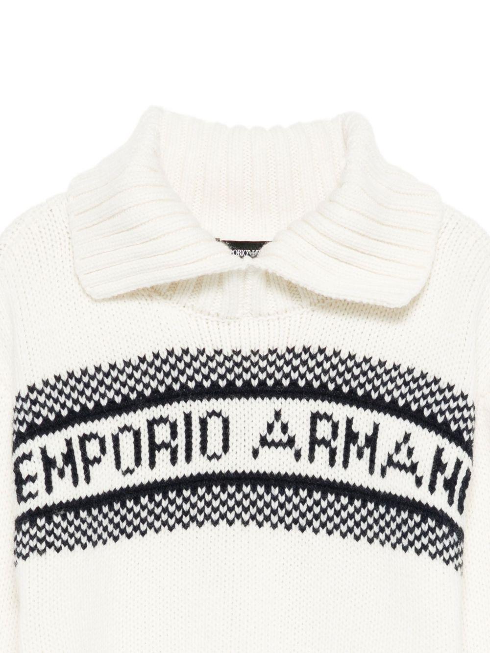 Maglione per bambino Emporio Armani Kids bianco con logo decorato - Rubino Kids