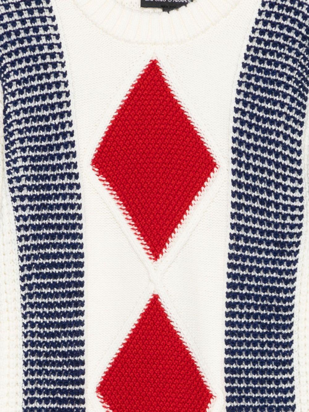 Maglione per bambino Emporio Armani Kids bianco con motivo a rombi - Rubino Kids