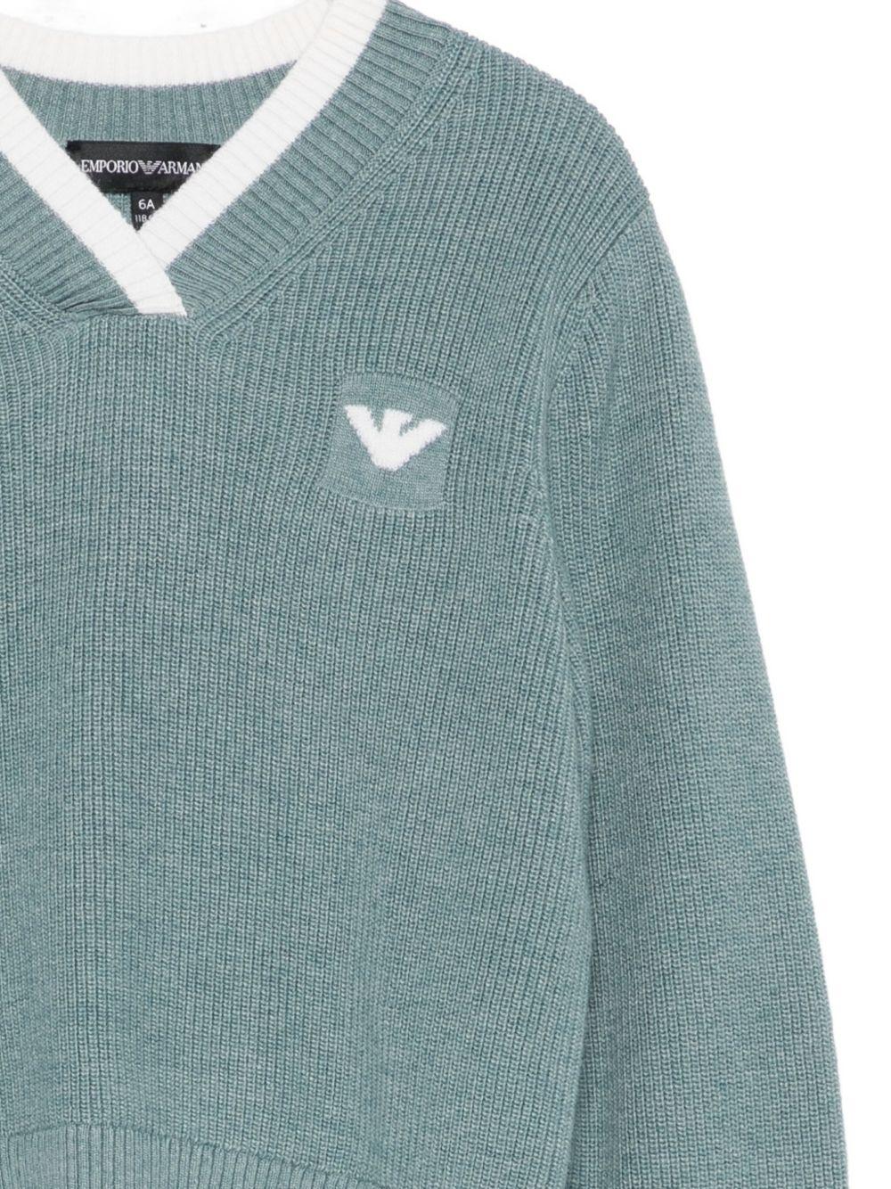 Maglione per bambino Emporio Armani Kids blu con logo - Rubino Kids