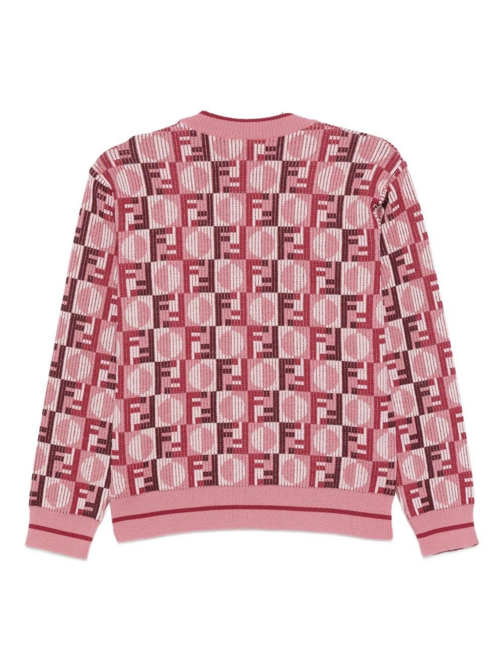 Maglione per bambino Fendi Kids rosa con motivo FF - Rubino Kids