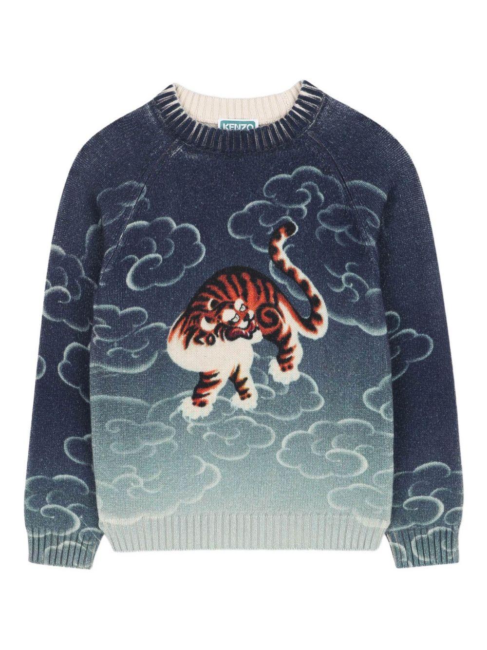 Maglione per bambino Kenzo Kids blu con motivo Tiger - Rubino Kids