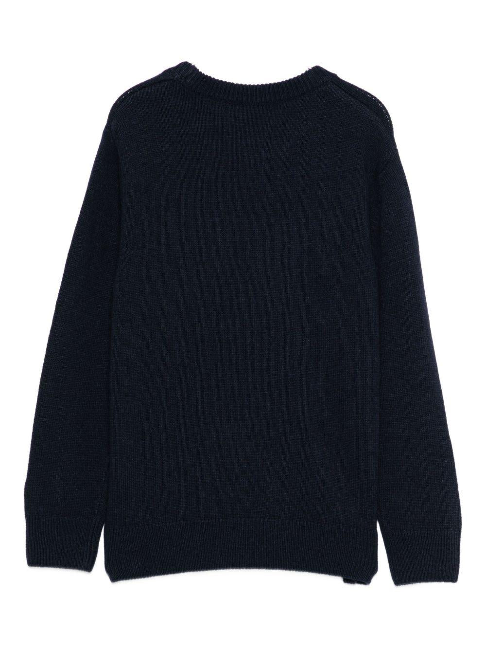 Maglione per bambino MC2 Saint Barth Kids blu con scritta "Vacanze di Natale" - Rubino Kids