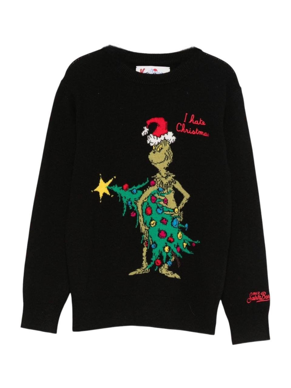 Maglione per bambino MC2 Saint Barth Kids nero con ricamo Grinch sul davanti - Rubino Kids