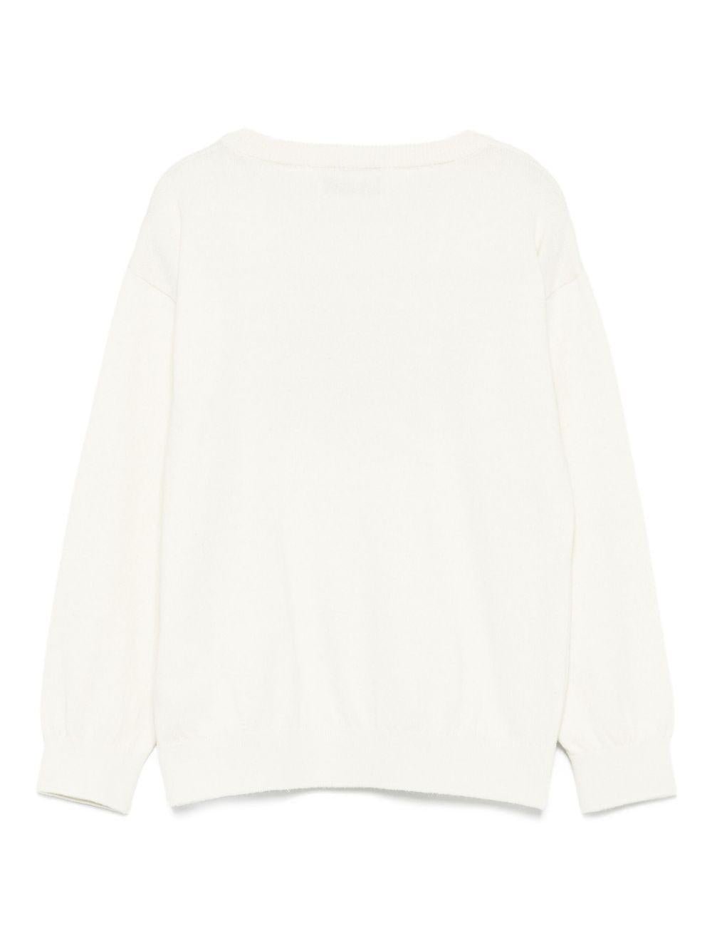 Maglione per bambino Moschino Kids bianco con logo Teddy Bear - Rubino Kids