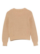 Maglione per bambino MSGM Kids beige con logo a contrasto sul davanti - Rubino Kids