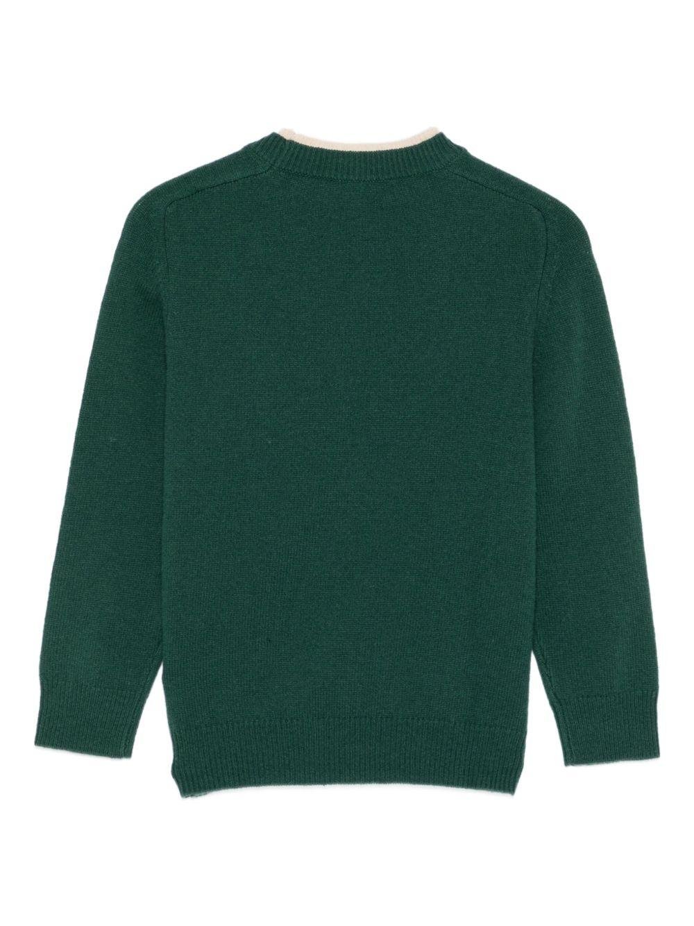 Maglione per bambino Paolo Pecora Kids verde con collo a contrasto - Rubino Kids