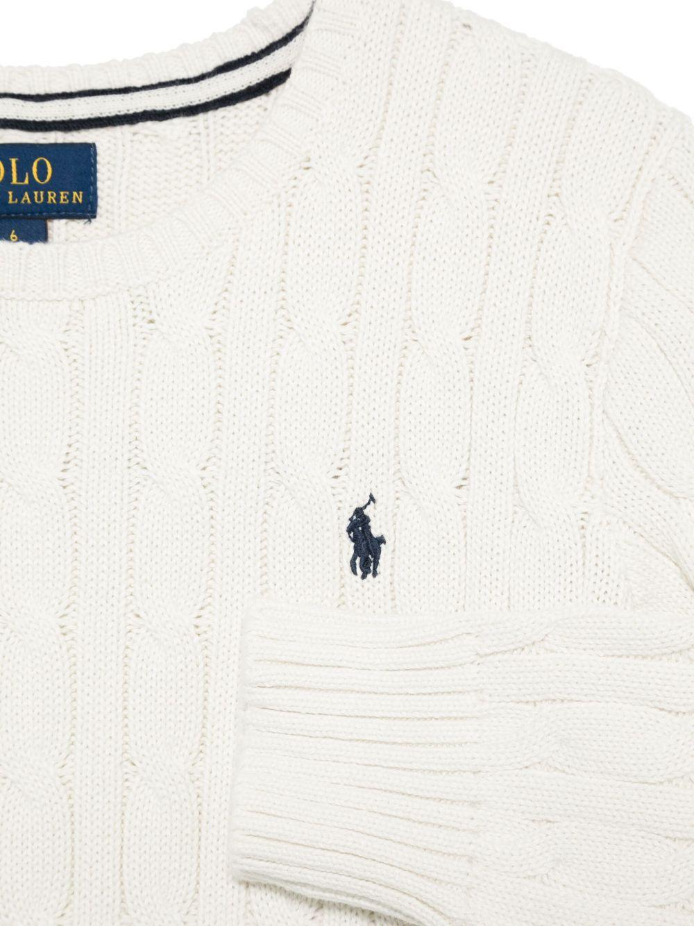 Maglione per bambino POLO RALPH LAUREN KIDS bianco a maglia intrecciata - Rubino Kids