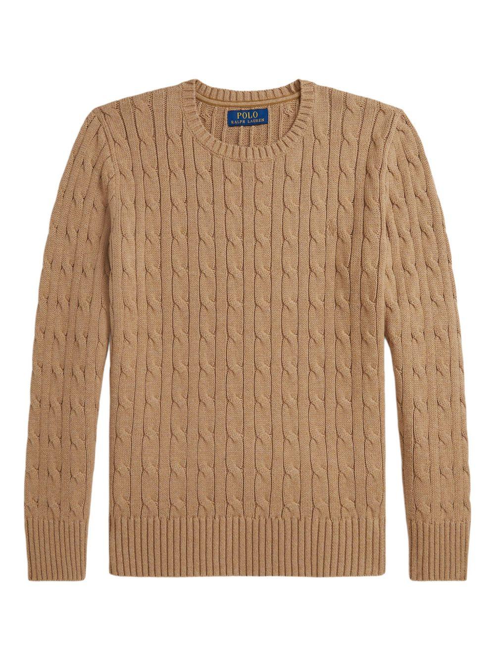 Maglione per bambino Polo Ralph Lauren Kids marrone con lavorazione intrecciata - Rubino Kids