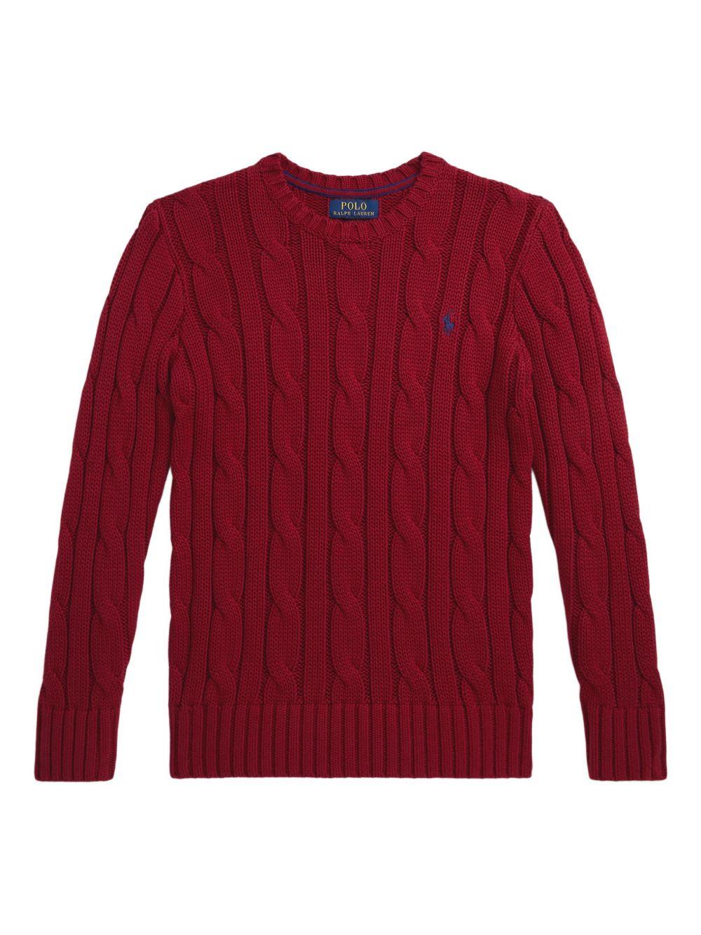 Maglione per bambino Polo Ralph Lauren Kids rosso con maglia intrecciata - Rubino Kids