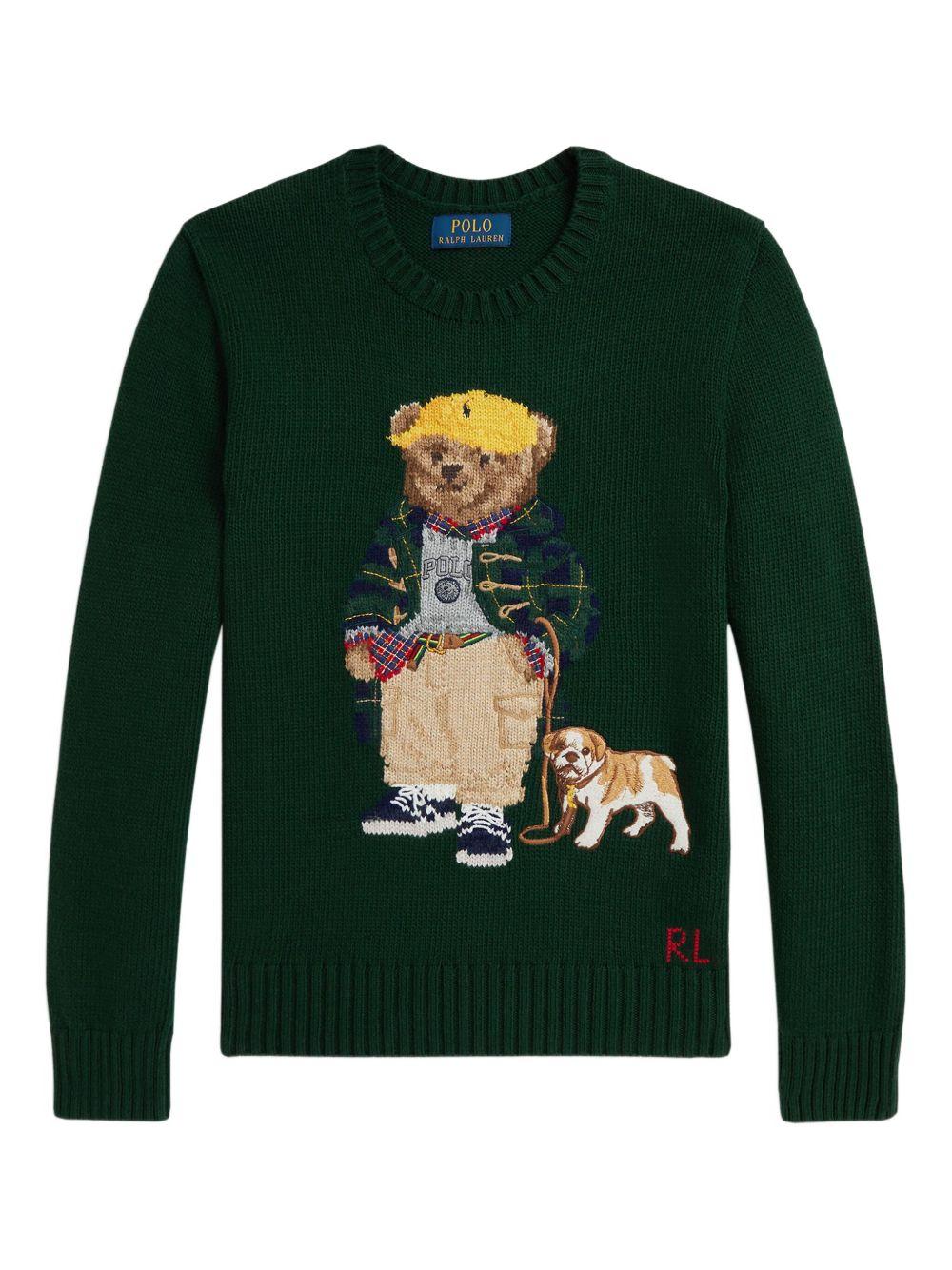 Maglione per bambino Polo Ralph Lauren Kids verde con motivo Polo Bear - Rubino Kids