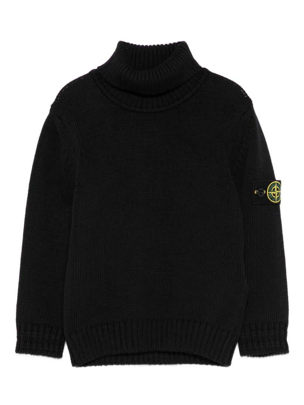 Maglione per bambino Stone Island Junior nero con applicazione con logo - Rubino Kids