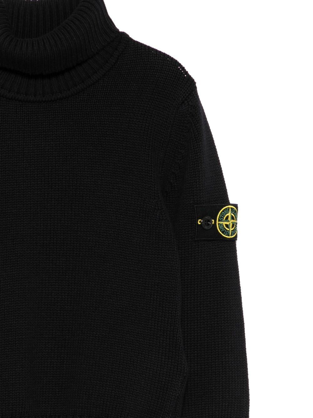 Maglione per bambino Stone Island Junior nero con applicazione con logo - Rubino Kids