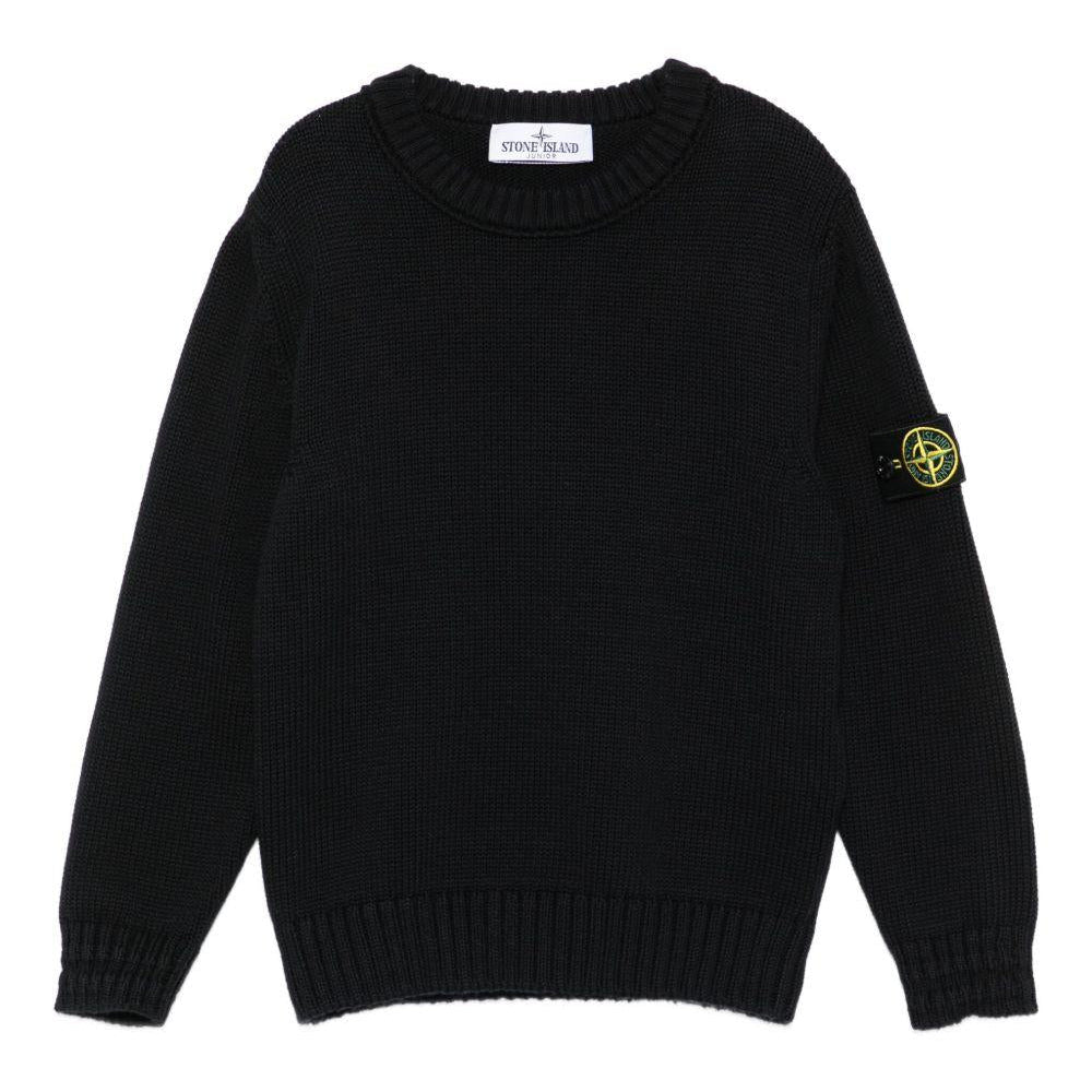 Maglione per bambino Stone Island Junior nero con logo - Rubino Kids