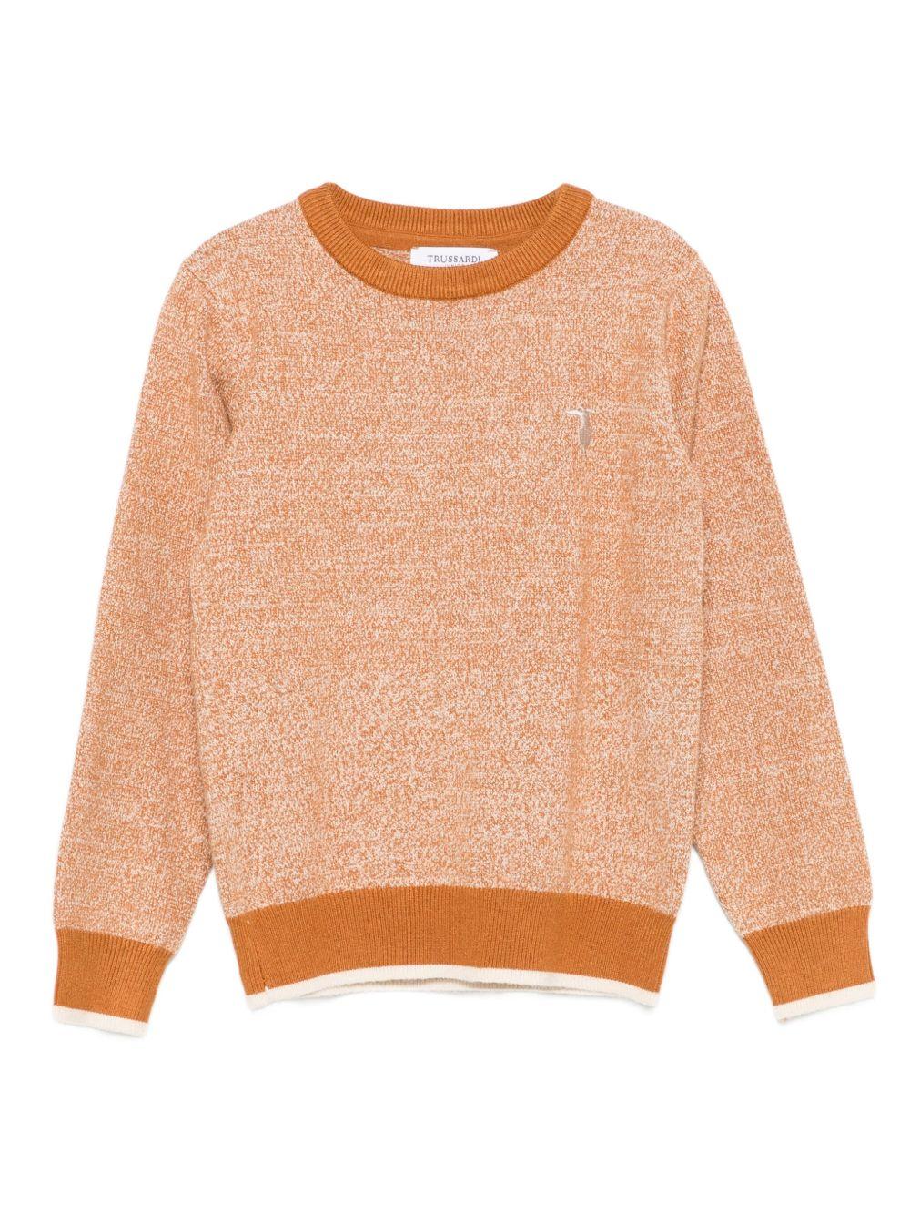 Maglione per bambino Trussardi Junior arancione girocollo con orlo a coste - Rubino Kids