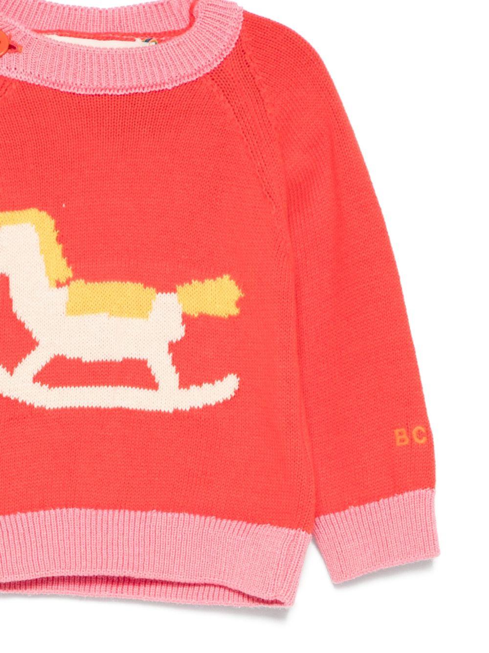 Maglione per neonata Bobo Choses multicolore con motivo cavallo a dondolo - Rubino Kids