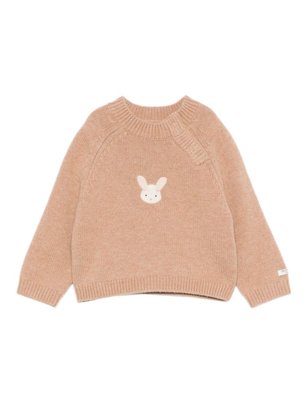 Maglione per neonata Donsje beige con ricamo coniglio - Rubino Kids
