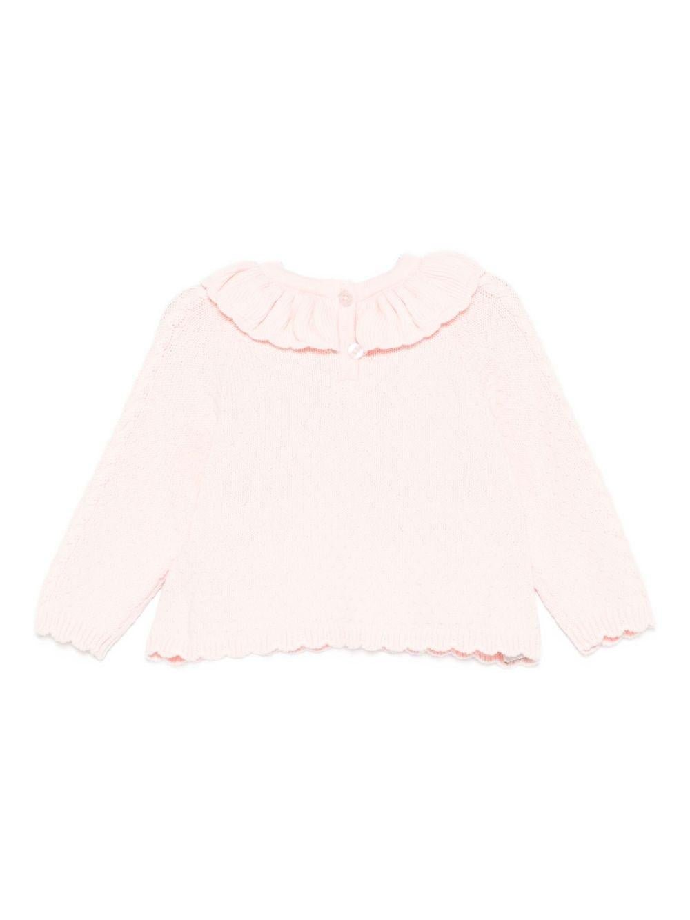 Maglione per neonata Louise Misha rosa con colletto arricciato - Rubino Kids