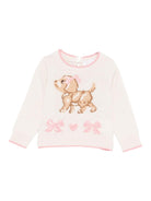 Maglione per neonata Monnalisa beige con dettaglio fiocco - Rubino Kids